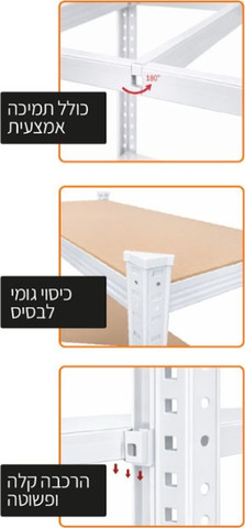 כוננית מתכת 5 מדפים פרימיום - צבע לבן | מבית רוזנפלד