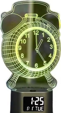 שעון מעורר תלת מימד תאורה מתחלפת