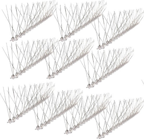 10 יח' דוקרן להרחקת יונים וציפורים (דוקרנים מנירוסטה, בסיס פוליקרבונט 30 קוצים)