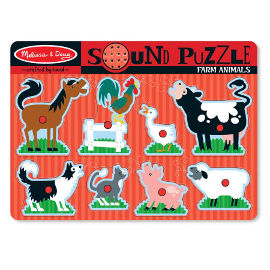 melissa and doug פאזל צלילים מעץ חיות החווה