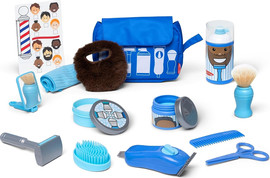 melissa and doug סט גילוח ועיצוב זקנים למשחקי דמיון עם מייבש שיער חשמלי 16 חלקים