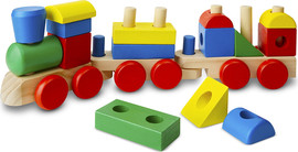 melissa and doug רכבת עץ עם 15 צורות וקוביות