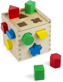 melissa and doug קוביית התאם צורה קלאסית מעץ + 12 צורות צבעוניות