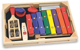melissa and doug סט כלי נגינה מעץ מצלצלים ומשקשקים 7 חלקים