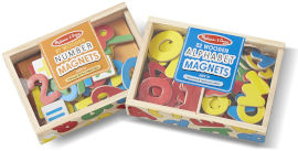 melissa and doug סט כפול מגנטים אותיות ה ABC ומספרים מעץ 89 חלקים בקופסאות עץ רב פעמית