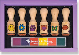 melissa and doug סט 6 חותמות עם ידית מעץ
