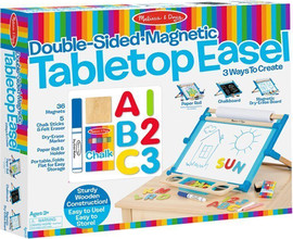 melissa and doug לוח ציור שולחני דו-צדדי + 32 אותיות ABC ומספרים מגנטיים וגליל נייר