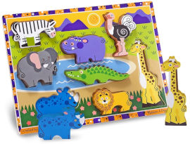melissa and doug פאזל עץ צ'אנקי חלקים עבים במיוחד- חיות הספארי