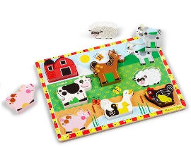 melissa and doug פאזל עץ צ'אנקי חלקים עבים במיוחד- חיות החווה