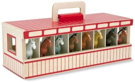 melissa and doug אורווה ניידת + 8 סוסי תצוגה