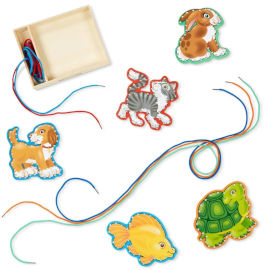 melissa and doug סט השחלת שרוכים 5 חיות מחמד