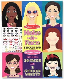 melissa and doug חוברת מדבקות 20 דפי יצירה ו 250 מדבקות רב פעמיות - עושים פרצופים