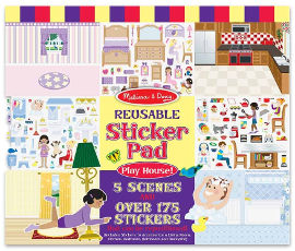 melissa and doug חוברת מדבקות 5 דפי יצירה ו 175 מדבקות רב פעמיות - עיצוב הבית