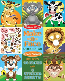 melissa and doug חוברת מדבקות חיות משוגעות דגם Crazy Animals