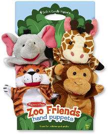 melissa and doug סט 4 בובות כפפה - חברי גן החיות