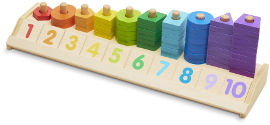 melissa and doug השחלת טבעות עץ ללימוד צורות, צבעים ומספרים - צבעוני