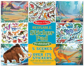 melissa and doug חוברת 5 דפי יצירה ו 185 מדבקות רב פעמיות - דינוזאורים