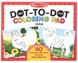 melissa and doug חוברת צביעה ענקית 40 דפים 'חבר את הנקודות' עם אותיות ה ABC