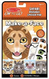 melissa and doug חוברת מדבקות רב פעמיות לבית ולטיולים חיות ומדבקות - פרצופי חיות