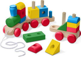 melissa and doug רכבת עץ ג'מבו עם צורות וקוביות