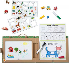 melissa and doug ערכת יצירה מגנטית רב פעמית, 13 עמודי יצירה, 45 מגנטים - בחווה