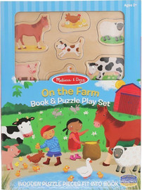 melissa and doug ערכת פאזל וספר עץ בנושא חווה - Melissa and Doug