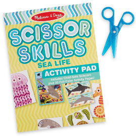 melissa and doug מיומנויות מספריים - חוברת יצירה 20 פעילויות + זוג מספרי בטיחות - חיי הים