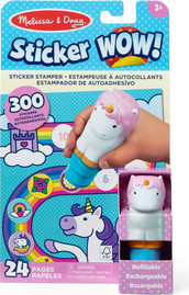 melissa and doug Sticker WOW! חוברת מדבקות 24 דפים עם מכשיר הדבקה אוטומטי ו 300 מדבקות - קאפקייק חד הקרן