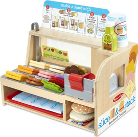 melissa and doug דוכן להכנת סנדויצ'ים מעץ לילדים 56 חלקים