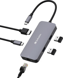 Verbatim תחנת עגינה 32150 VERBATIM USB-C™PRO MULTIPORT HUB RJ45 | 2 x USB-A | USB-C® PD