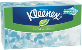 קלינקס ממחטות טישו לושן lotion- מגבוני אף המכילים קרם לחות, אלוורה וויטמין E