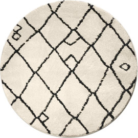 השטיח האדום שטיח מרקש 06 קרם/שחור עגול לחדר שינה