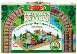 melissa and doug משחק רכבת ותחבורה בקופסת עץ