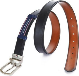 TOMMY HILFIGER חגורת עור משולב  ניתנת להיפוך ,לגבר  מבית -TOMMY HILFIGER