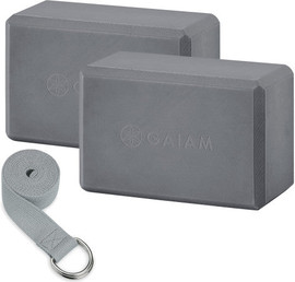 GAIAM סט קוביות (זוג) ורצועת יוגה - BLOCK 2PK & STRAP COMBO