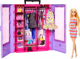 ברבי ברבי ארון בגדים משודרג ובובה Barbie