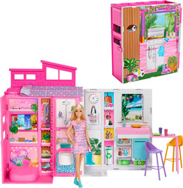 ברבי ברבי בית בובות מתקפל כולל בובה BARBIE HRJ77