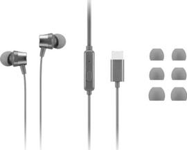 Lenovo אוזניות חוט Type-C תוך-אוזן (In-Ear) מקוריות Lenovo 300 - צבע אפור