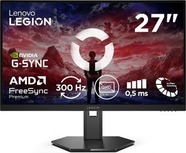 Lenovo מסך גיימינג Lenovo Legion 27Q-11 27'' IPS QHD 300Hz 0.5ms - טכנולוגיית FreeSync & G-SYNC - רמקולים מובנים - צבע שחור