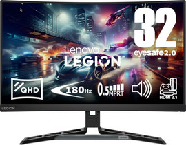 Lenovo מסך גיימינג קעור Lenovo Legion R32qc-30 31.5'' VA QHD 2K 180Hz 0.5ms - עיצוב 1500R - טכנולוגיית AMD FreeSync Premium - צבע שחור