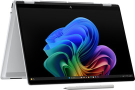 HP מחשב נייד עם מסך מגע HP OmniBook X Flip Next Gen AI 14 - צבע Glacier Silver - עט HP כלול באריזה