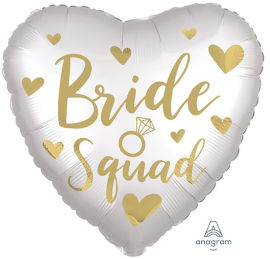 Anagram בלון מיילר 18-אנגלית Wedding לב Bride Squad לבן זהב