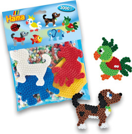 Hama מארז 4 לוחות גיהוץ ו-3000 חרוזי גיהוץ קטנים - חיות