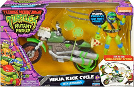 Playmates לאונרדו ואופנוע BATTLE KICK CYCLE