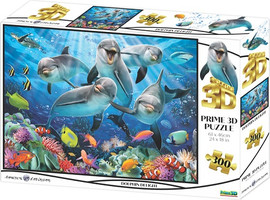 פוקסמיינד פאזל 300 חלקים תמונת 3D דולפינים