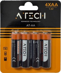 ATech חבילת סוללות AA אלקליין 4 יחידות דגם AT-AA
