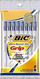 BIC עט ראונדסטיק גריפ כחול – מארז 8 יחי' – חברת Bic