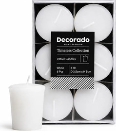 Decorado נרות ווטיב לבנים 6 יח'