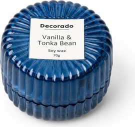 Decorado נר סויה מקרון VANILLA &amp; TONKA BEAN כחול