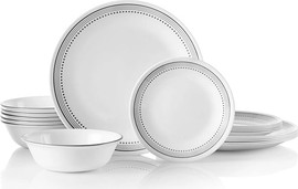 Corelle סט 18 צלחות Corelle ל 6 סועדים - עיקרית ,עוגה ומרק דגם Mystic Gray